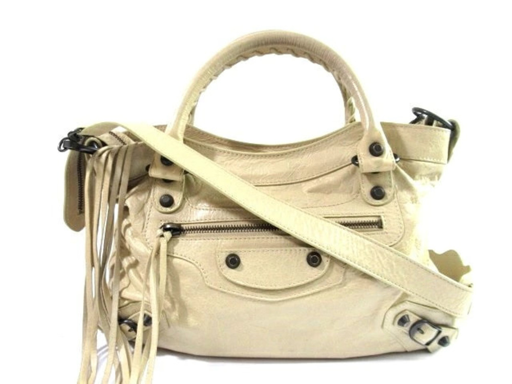 Balenciaga The Town Handbag Beige Cream Calfskin